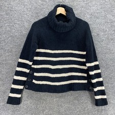 Suéter pulôver feminino Forever 21 S pequeno preto listrado botão de malha gola alta comprar usado  Enviando para Brazil