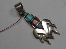 Pingente de orelha de milho vintage Navaho Richard Begay prata esterlina 10,8 g 50 mm. #42 comprar usado  Enviando para Brazil