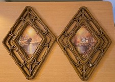 Conjunto de 2 Decoração de Parede Vintage Homco Faux Wicker Lake House Anos 70/80 comprar usado  Enviando para Brazil