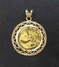 Pingente de moeda masculino urso panda sem pedra folheado a ouro amarelo 14K corrente livre comprar usado  Enviando para Brazil