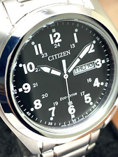 Reloj Citizen para hombre AW0050-82E esfera negra día fecha acero plateado 43 mm, usado segunda mano  Embacar hacia Argentina