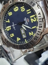 Raro ORIENT AVIATOR Ref.EM7A-C0-A relógio automático mostrador azul profundo WR100M comprar usado  Enviando para Brazil