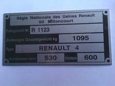Typenschild renault 1123 gebraucht kaufen  Deutschland