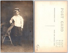 Usado, Cartão postal foto cadeira barco palha menino RPPC comprar usado Usado, Cartão postal foto cadeira barco palha menino RPPC comprar usado  Enviando para Brazil