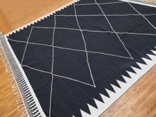 Tapete estético de lã marroquino preto branco tecido à mão tapete design preto branco comprar usado  Enviando para Brazil