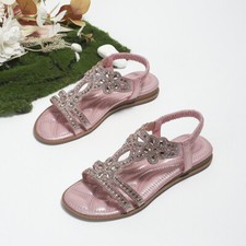Sandálias planas femininas de strass biqueira aberta slip on verão tamanho comprar usado  Enviando para Brazil