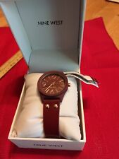 Relógio feminino Nine West novo com etiquetas/1932 pulseira borgonha/vermelha ouro rosa -org $49 comprar usado  Enviando para Brazil
