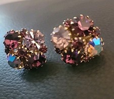 Brincos clipe cluster de strass Karu Arke rosa roxo cranbery iridescente  comprar usado  Enviando para Brazil