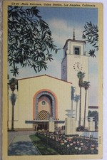 Cartão postal antigo vintage entrada principal California CA Los Angeles Union Station comprar usado  Enviando para Brazil