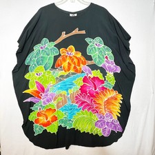 Hilo Hattie | MuuMuu | Kaftan | Vestido havaiano preto e floral | Tamanho único, usado comprar usado  Enviando para Brazil