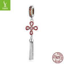 Moda Feminina Autêntica 925 Prata Esterlina Nó Chinês Berloque Pulseira Ajuste comprar usado  Enviando para Brazil