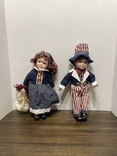 Boneca de porcelana Americana casal - 4 de julho - Porcelana - 14" de altura - Novo na caixa comprar usado  Enviando para Brazil