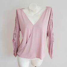 Blusa Free People Salt N Peppa Surplice XS rosa empoeirado mangas grandes, usado comprar usado  Enviando para Brazil