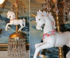 Candelabro infantil SWAG porcelana carrossel unicórnio cristal cavalo vintage comprar usado  Enviando para Brazil