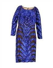 Vestido maxi feminino vintage manga longa Reino Unido 10 pequeno azul Chevron poliéster BM09 comprar usado  Enviando para Brazil