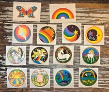 Adesivos vintage anos 80 unicórnio pérola lua pássaro arco-íris sol estrela, iluminações comprar usado  Enviando para Brazil
