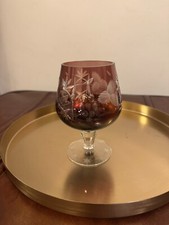 Rubinowy komplet kryształowy PRL – dzbanek + 6 kieliszków / Vintage Ruby Red Cry na sprzedaż  PL