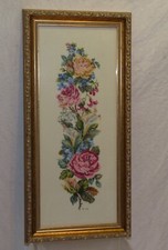 Antigo Bordado Ponto Cruz Rosa Flor Imagem Decoração Chique Casa Ruim comprar usado  Enviando para Brazil