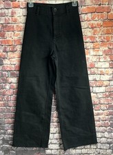 Usado, Jeans feminino Zara Marine tamanho 2 preto perna larga bainha crua cintura alta comprar usado  Enviando para Brazil