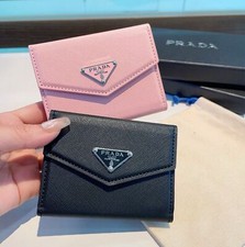miniprada carteira feminina masculina triângulo invertido logotipo bolsa cartão preta comprar usado  Enviando para Brazil