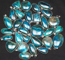 Colgante de obsidiana azul de plata de ley 925 con piel, colgante de piedra al por mayor segunda mano  Embacar hacia Mexico