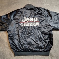 Jaqueta Bombardeiro Jeep Masculina Grande Marinha Logotipo Bordado Dupla Face EUA Anos 90 Antiga, usado comprar usado  Enviando para Brazil