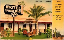 Cartão postal AZ perto de Mesa Motel Desert Well AAA Route 60 Roadside LINHO 1940s V62 comprar usado  Enviando para Brazil