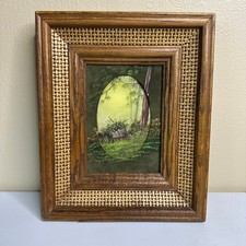 Pintura de paisagem florestal emoldurada tela oval Fredrix madeira tecido textura comprar usado  Enviando para Brazil