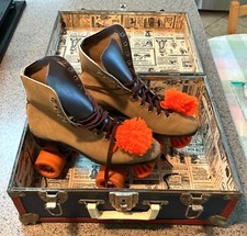Patins femininos vintage de couro camurça tamanho 7 com estojo e chave frete grátis comprar usado  Enviando para Brazil