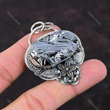 Pingente de pedra preciosa bruta shungite prata esterlina 925 flor feito à mão joia boho comprar usado  Enviando para Brazil