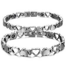 Pulseira magnética prata aço inoxidável coração oco e sólido amor eternidade comprar usado  Enviando para Brazil
