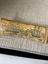 Scrimshaw osso de baleia vintage, baleeiro Inain fora do Taiti, usado comprar usado  Enviando para Brazil