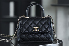 Bolsa CHANEL Coco alça mini couro preto 14,5cm comprar usado  Enviando para Brazil