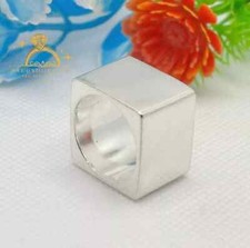 Anel quadrado de banda larga 14 mm sólido prata esterlina 925 anel quadrado robusto comprar usado  Enviando para Brazil