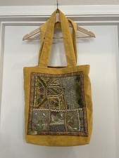 Bolsa tote bordada boho 16x14 ouro roxo lantejoulas miçangas camponês artesão comprar usado  Enviando para Brazil