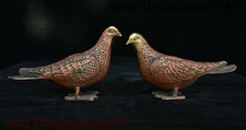 Par de estátuas antigas chinesas de bronze simboliza paz pacífica pombo pássaro animal comprar usado  Enviando para Brazil