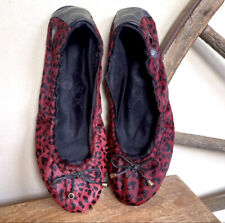 Usado, Sapatilhas de pele de pônei real CORSO COMO BALLASOX Borgonha e estampa de leopardo preto 9,5M comprar usado  Enviando para Brazil