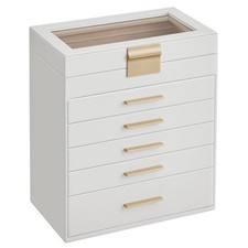 CAIXA DE JOIAS SONGMICS, ORGANIZADOR DE 6 CAMADAS, 5 GAVETAS - BRANCO NUVEM/DOURADO comprar usado  Enviando para Brazil
