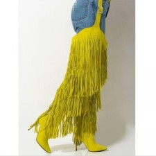 Botas Occident femininas cinto coxa alta acima do joelho sexy borlas sapatos de festa  comprar usado  Enviando para Brazil