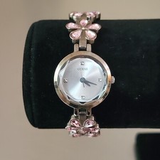 Relógio feminino GUESS vintage analógico quartzo rosa flores com pedras preciosas 6,5 polegadas 23 mm comprar usado  Enviando para Brazil