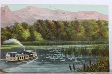 Cartão postal antigo vintage arte montanha vale do rio barco vista cartão lembrança padrão, usado comprar usado  Enviando para Brazil
