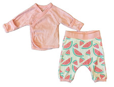 Roupa de bebê Monica + Andy menina prematura calças camisa melancia orgânica comprar usado  Enviando para Brazil