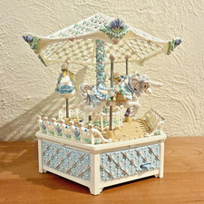 Enesco Vintage Carrossel Easter Parade Music Box Bunny Go Round VÍDEO LER descrição comprar usado  Enviando para Brazil