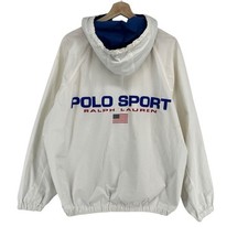 Jaqueta polo esportiva vintage anos 90 logotipo soletrado Ralph Lauren branca corta-vento G comprar usado  Enviando para Brazil