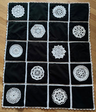Colcha de crochê feita à mão guardanapo renda 30 x 37 berço tamanho preto e marfim patchwork comprar usado  Enviando para Brazil