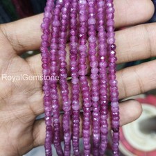 Colar de contas AAA de safira rosa Rondelles, safira facetada contas de pedra do nascimento 4m comprar usado  Enviando para Brazil