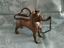 Lâmpada/isqueiro antigo de bronze Aquamanile Lion, 7 polegadas de comprimento.  comprar usado  Enviando para Brazil