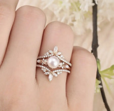 Conjunto de anel de pérola imitação joias da moda NOVO RÁPIDO frete grátis TAMANHO 10, usado comprar usado  Enviando para Brazil