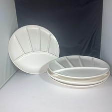 Pratos de sushi divididos de cerâmica 9"" redondos off white Japão vintage lote 4 fondue, usado comprar usado  Enviando para Brazil