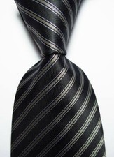 Usado, Nova gravata masculina clássica listrada preta cinza tecido jacquard 100% seda comprar usado  Enviando para Brazil